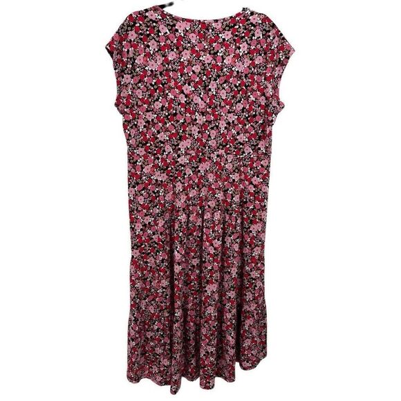 Tommy Hilfiger Floral Midi High Low Hem Knit Dress Pink/Black Size XL NWT - Picture 6 of 8